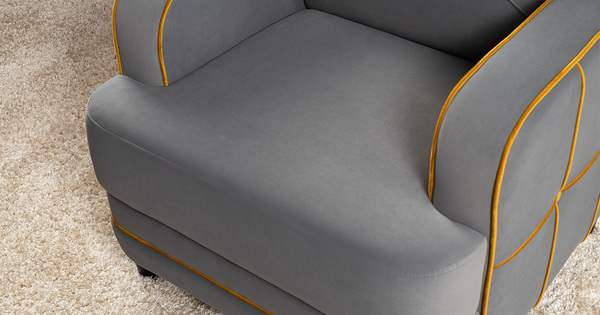 Кресло для отдыха Черри ТК 287 велюр Irida 21 серый, Эвита умбер горчичный