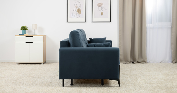 Диван-кровать прямой Барселона ТД 674 велюр Diagonal 999 синий