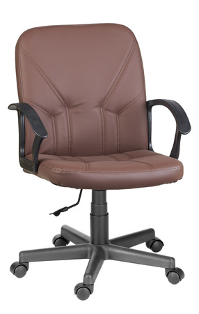Кресло на колесах Чип 365 ультра кожзам коричневый крестовина пластик, подлокотники пластик, без качания