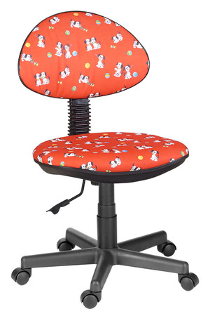 Детское кресло без подлокотников Логика обивка ткань саржа Т27 далматинцы на красном, крестовина пластик, без качания