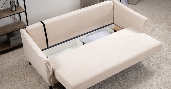 Диван-кровать прямой Берта ТД 771 велюр Mirage semolina молочный