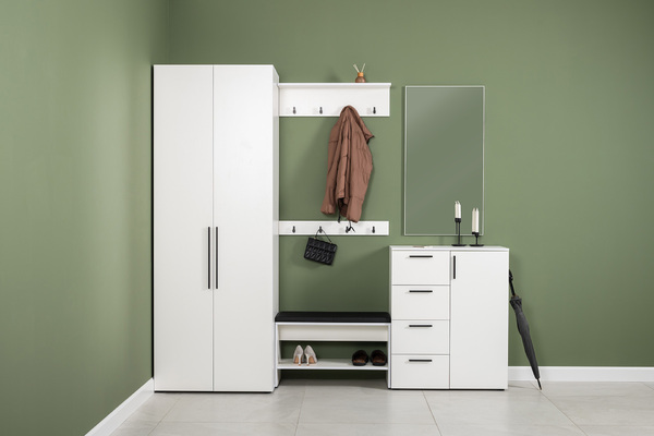 Прихожая Эйр композиция 1 белый PE шагрень, собирается на любую сторону