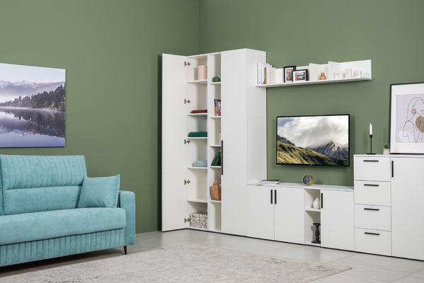 Гостиная Эйр композиция 2 белый PE шагрень, собирается на любую сторону