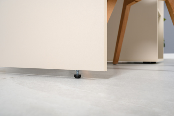 Стол письменный Лайт 12.163 сатин 7045 SU, гикори рокфорд натуральный KO86 PW, сборка на любую сторону, два варианта сборки тумбы