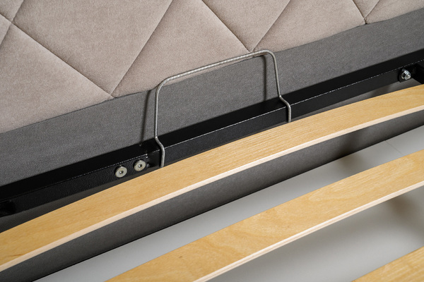 Кровать Марион 140 велюр OCEAN 005 темно-бежевый с ортопедическим основанием и подъемным механизмом (спальное место 140 х 200)