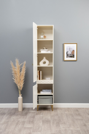 Шкаф-пенал Марион 16.333.01 слоновая кость С341 PE, слоновая кость 6898 ПВХ (собирается на любую сторону)