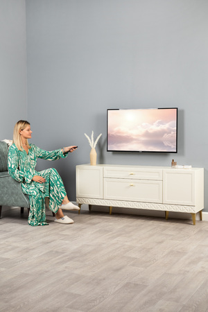 Гостиная Марион композиция 3 слоновая кость С341 PE, слоновая кость 6898 ПВХ, белый PE шагрень (собирается на любую сторону)