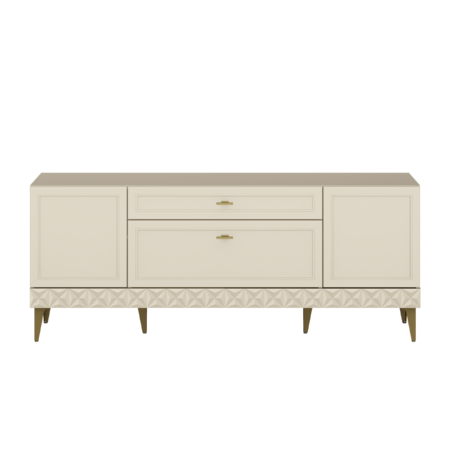 Гостиная Марион композиция 2 слоновая кость С341 PE, слоновая кость 6898 ПВХ, белый PE шагрень (собирается на любую сторону)