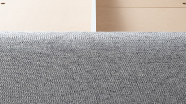 Кровать Миа 160 рогожка серый, кант желтовато-коричневый с ортопедическим основанием и подъемным механизмом