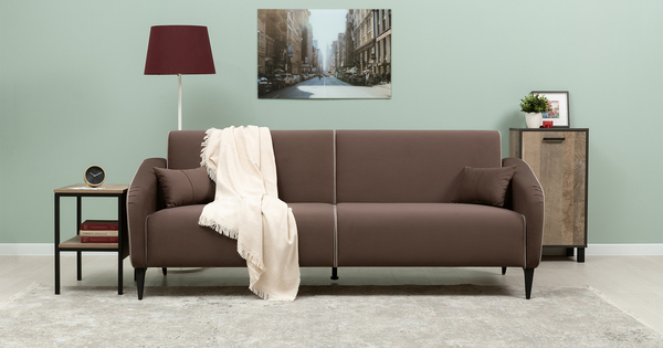 Диван-кровать прямой Ноэль ТД 448 велюр шоколадный, светлый кварцевый серый