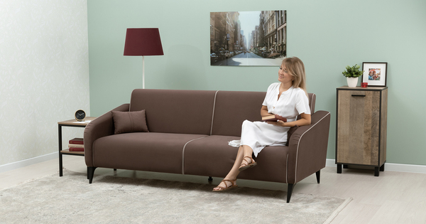 Диван-кровать прямой Ноэль ТД 448 велюр шоколадный, светлый кварцевый серый