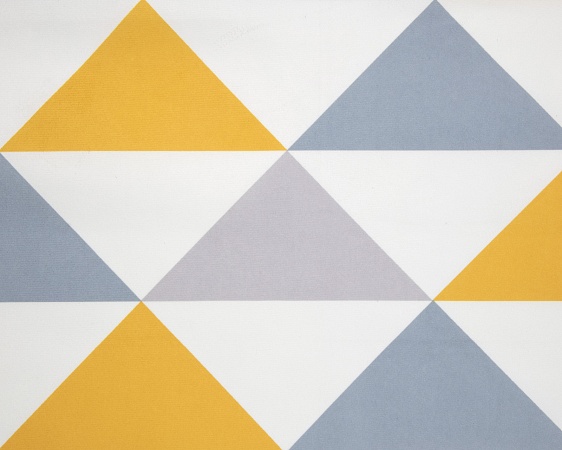 Кровать детская двухъярусная Карамель 75 Дуб Сонома, диван - велюр OTTO YELLOW желтые треугольники (сборка на любую сторону) спальное место верх 80х190, низ 120х185