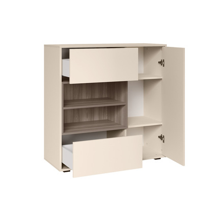 Комод Тайл 16.236 сатин 7045 SU, эмили блаш U9135, белый PE шагрень, собирается на любую сторону